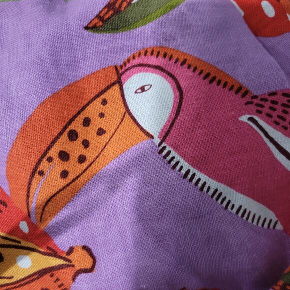 House of Harlow Tropical Print Linen Dress Purple Toucan Open Back Halter XS - Picture 12 of 15